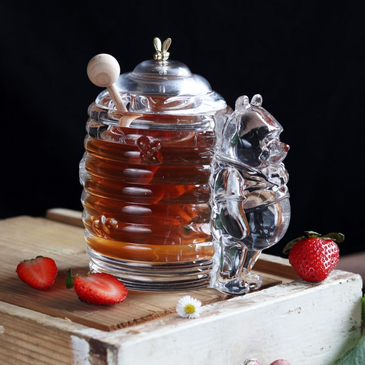 Kryształowy pojemnik na miód BOHEMIA "TEDDY BEAR" 350 ml