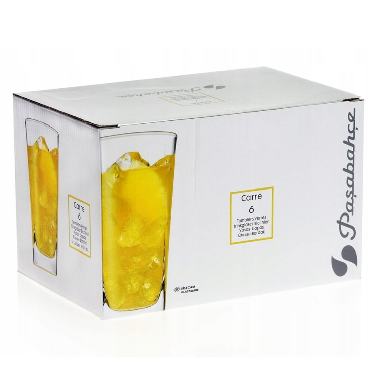 PASABAHCE Carre wysokie szklanki long soku 305ml