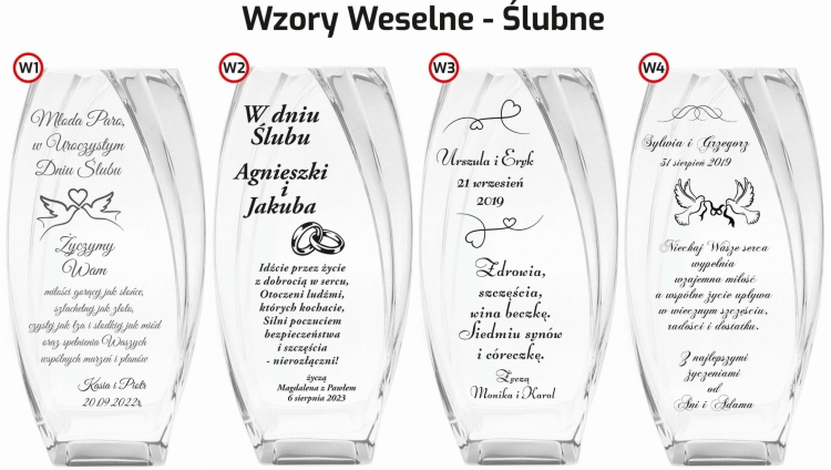 Wazon dekoracyjny na kwiaty 32cm z grawerem, na ślub, podziękowania