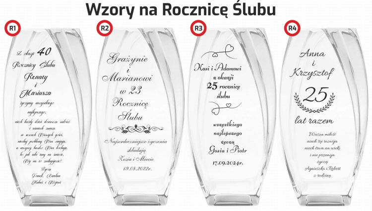 Wazon dekoracyjny na kwiaty 26cm z grawerem, na ślub, podziękowania, rocznicę