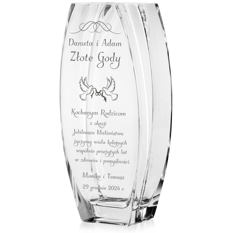 Wazon dekoracyjny na kwiaty 26cm z grawerem, na ślub, podziękowania, rocznicę