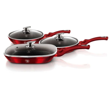 Przejdź do produktu Zestaw 3 patelni na indukcję Berlinger Haus Burgundy BH-6189