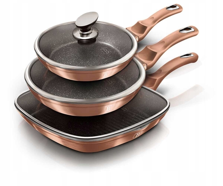 Zestaw 3 patelni na indukcję Berlinger Haus Rose Gold BH-6195