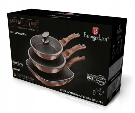 Przejdź do produktu Zestaw 3 patelni na indukcję Berlinger Haus Rose Gold BH-6195