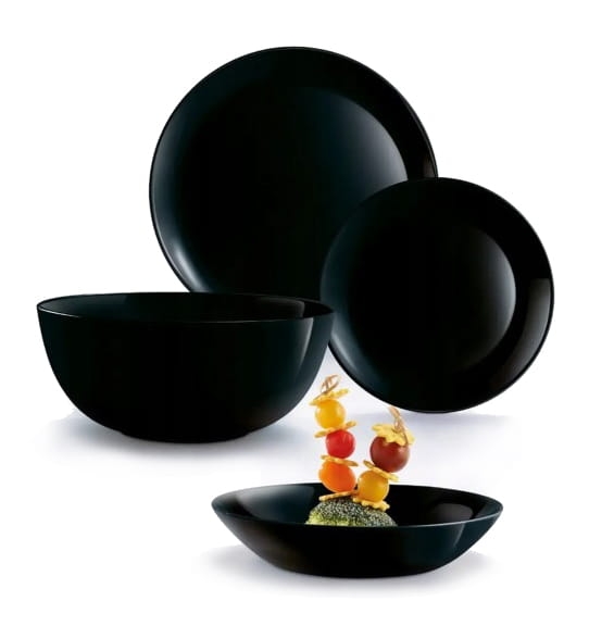 LUMINARC Komplet obiadowy Diwali NOIR czarny 19-el