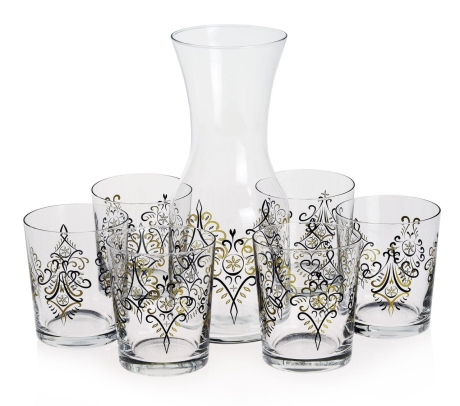 Przejdź do produktu KROSNO Parzenica 6+1 komplet do wody soku karafka + szklanki ze wzorem góralskim