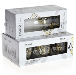 KROSNO Folk Parzenica 6+1 komplet do wody soku karafka + szklanki