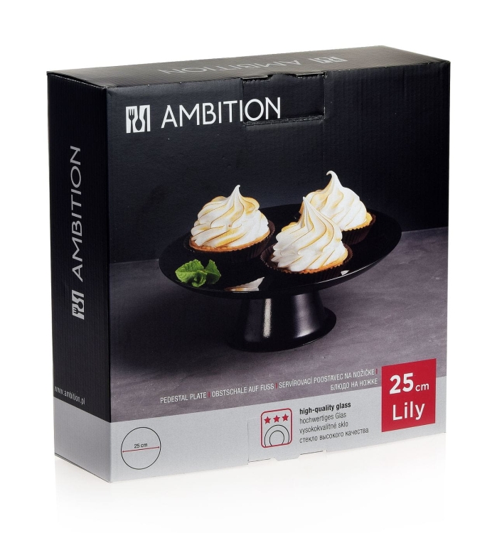 Patera na owoce ciastka czarna AMBITION Lily 25cm