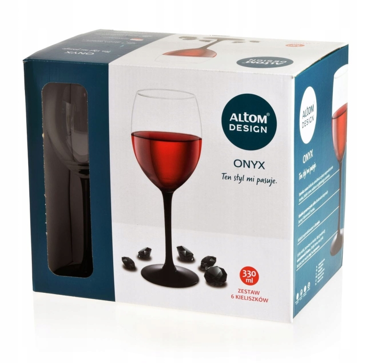 Kieliszki do wina czerwonego Altom Design 330 ml czarna nóżka