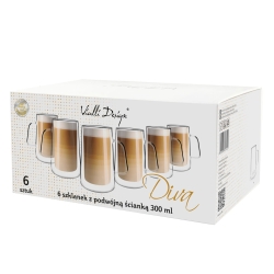 Zestaw 6 szklanek termicznych z uchem 300ml Vialli Design DIVA