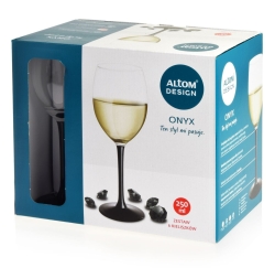 Kieliszki do wina białego Altom Design 250 ml czarna nóżka