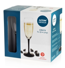 Kieliszki do szampana Altom Design ONYX 180 ml czarna nóżka