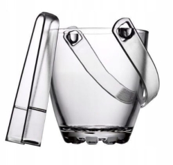 Szklane wiaderko na lód + szczypce Pasabahce Sylvana 800ml