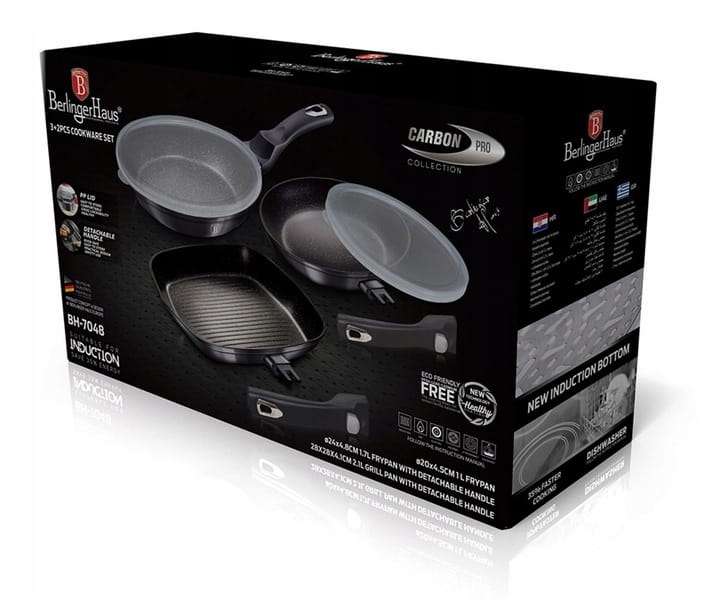 Zestaw 3 patelni indukcja Berlinger Haus Carbon Pro BH-7048