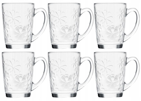 Przejdź do produktu Kubki z uchem do kawy herbaty LUMINARC New Morning Flower 320ml | 6 sztuk