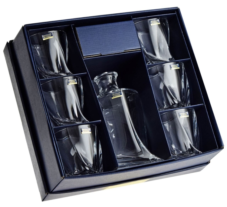 Kryształowy komplet do whisky Bohemia Quadro 6+1 (N)