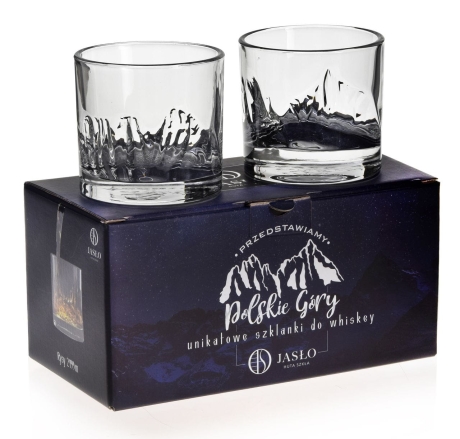 Przejdź do produktu Szklanki do whisky JASŁO Polskie GÓRY na prezent | GIEWONT & RYSY  - BEZBARWNE