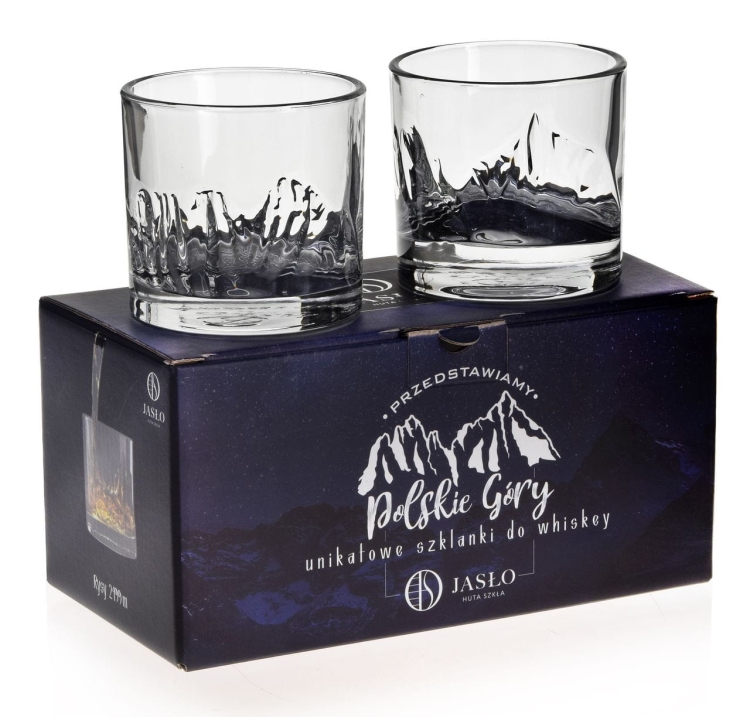 Szklanki do whisky JASŁO Polskie GÓRY na prezent | GIEWONT & RYSY - BEZBARWNE