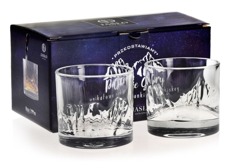 Szklanki do whisky JASŁO Polskie GÓRY na prezent | GIEWONT & RYSY - BEZBARWNE