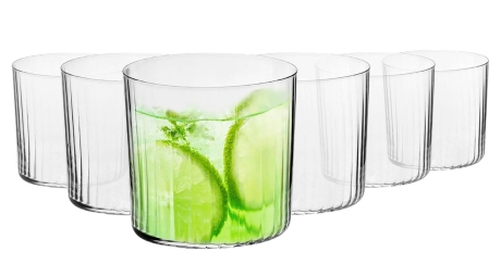 Przejdź do produktu LEKKIE szklanki ryflowane / karbowane z OPTYKIEM do cydru wody soku KROSNO Mixology 350/410ml 6szt