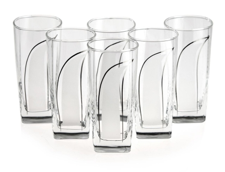 Przejdź do produktu Kwadratowe szklanki long drink do soku wody 330ml SATYNOWA ŁEZKA