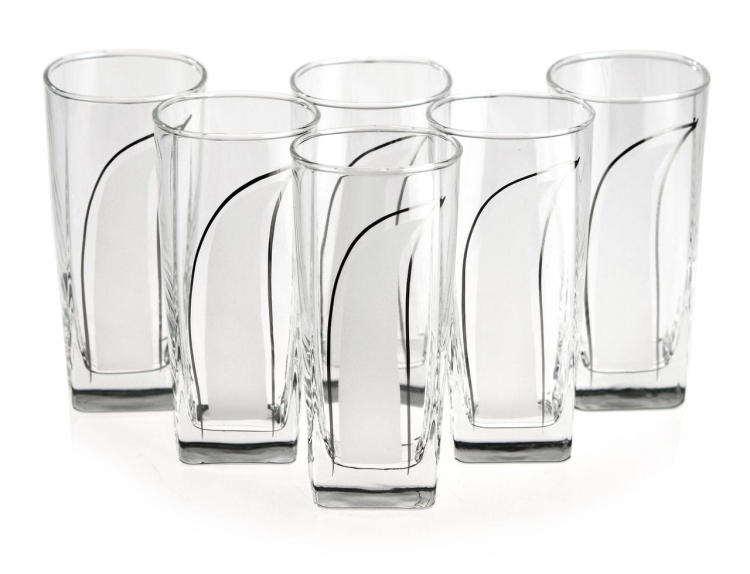 Kwadratowe szklanki long drink do soku wody 330ml PŁETWA