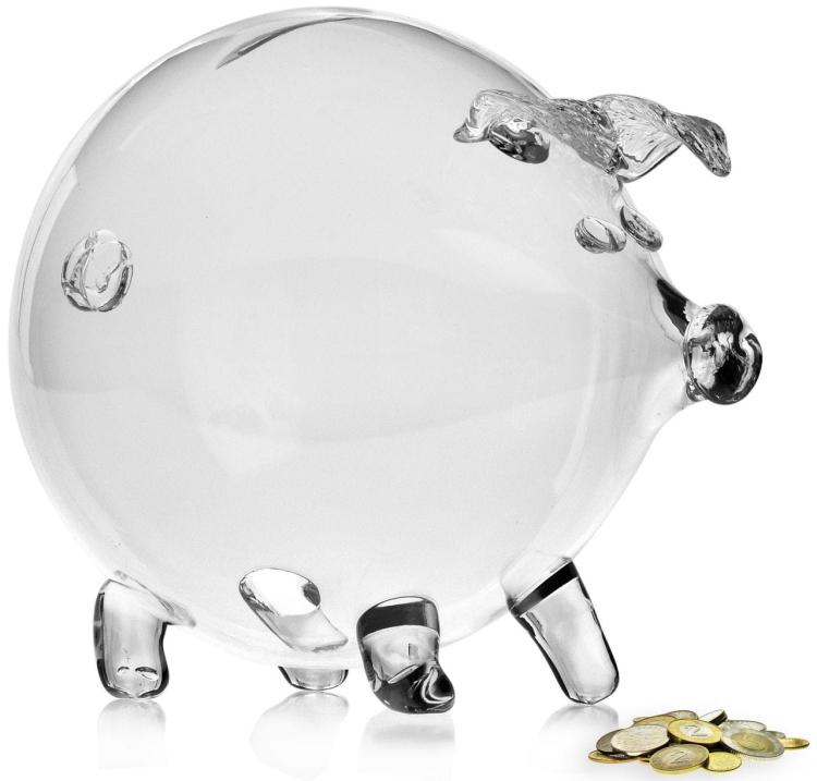 MEGA duża szklana skarbonka ŚWINKA bezbarwna