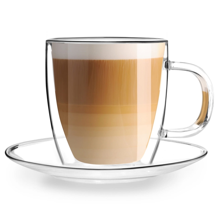 Filiżanki termiczne z podstawką do kawy herbaty 250 ml Vialli Design AMO