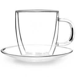 Filiżanki termiczne z podstawką do kawy herbaty 250 ml Vialli Design AMO