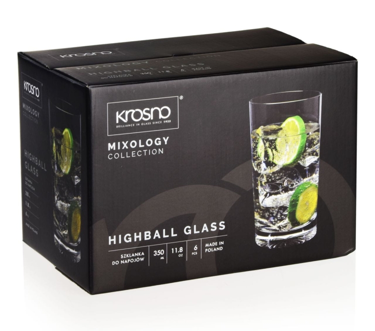 Wysokie szklanki long drink do wody soku drinków KROSNO Mixology 350 ml (C809)