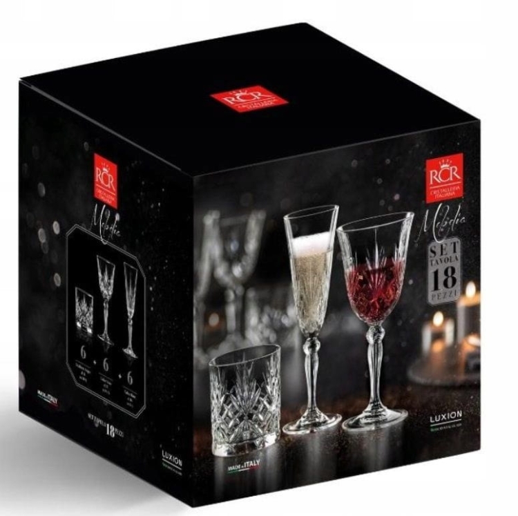 RCR Melodia komplet zestaw kieliszki szklanki 18el