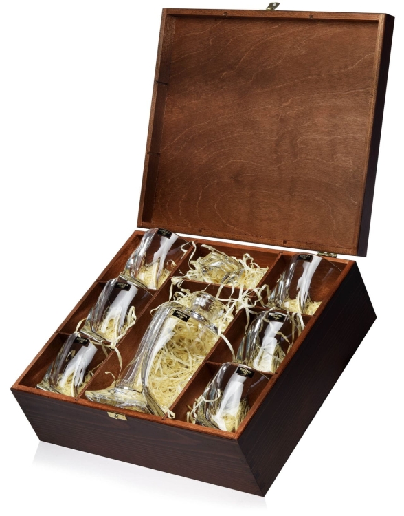 Zestaw do whisky Bohemia QUADRO 6+1 w skrzynce z GRAWEREM