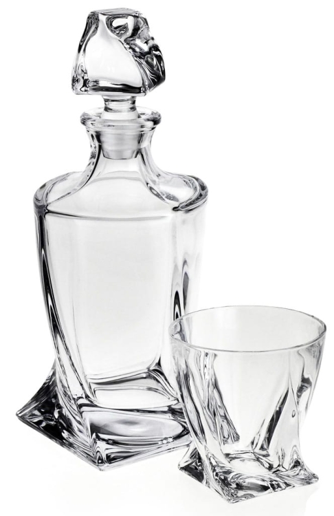 Zestaw do whisky Bohemia QUADRO 6+1 w skrzynce z GRAWEREM