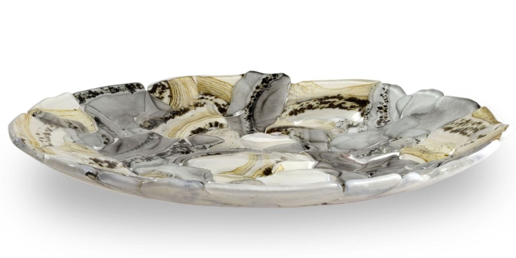 Ekskluzywny okrągły szklany talerz na owoce pizze 38cm