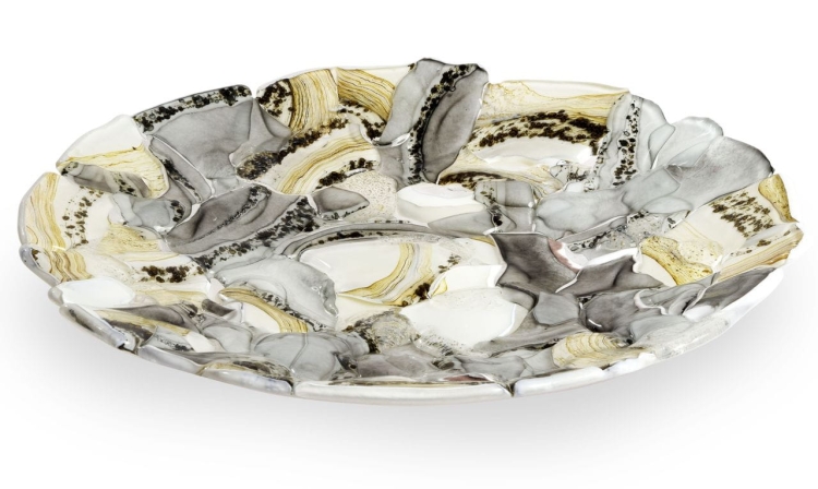 Ekskluzywny okrągły szklany talerz na owoce pizze 38cm