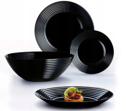 LUMINARC Komplet obiadowy HARENA CZARNY 19-el