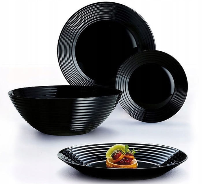 LUMINARC Komplet obiadowy HARENA CZARNY 19-el