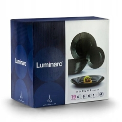 LUMINARC Komplet obiadowy HARENA CZARNY 19-el