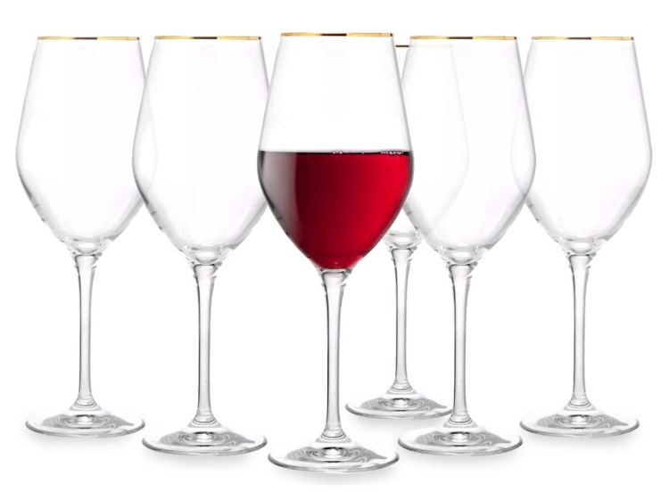 Kieliszki do wina czerwonego KROSNO Splendour GOLD złoty pasek 300ml