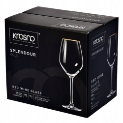 Kieliszki do wina czerwonego KROSNO Splendour GOLD złoty pasek 300ml