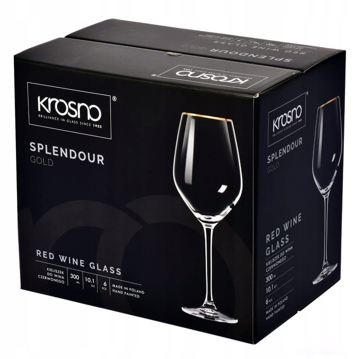Kieliszki do wina czerwonego KROSNO Splendour GOLD złoty pasek 300ml