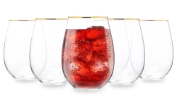 Piękne szklanki do wina wody KROSNO Harmony GOLD złoty pasek 500ml