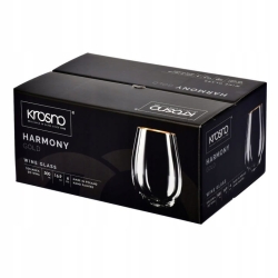 Piękne szklanki do wina wody KROSNO Harmony GOLD złoty pasek 500ml