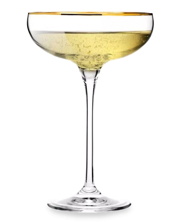 Płaskie kieliszki do szampana KROSNO Harmony GOLD złoty pasek 240ml