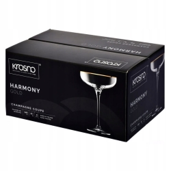 Płaskie kieliszki do szampana KROSNO Harmony GOLD złoty pasek 240ml