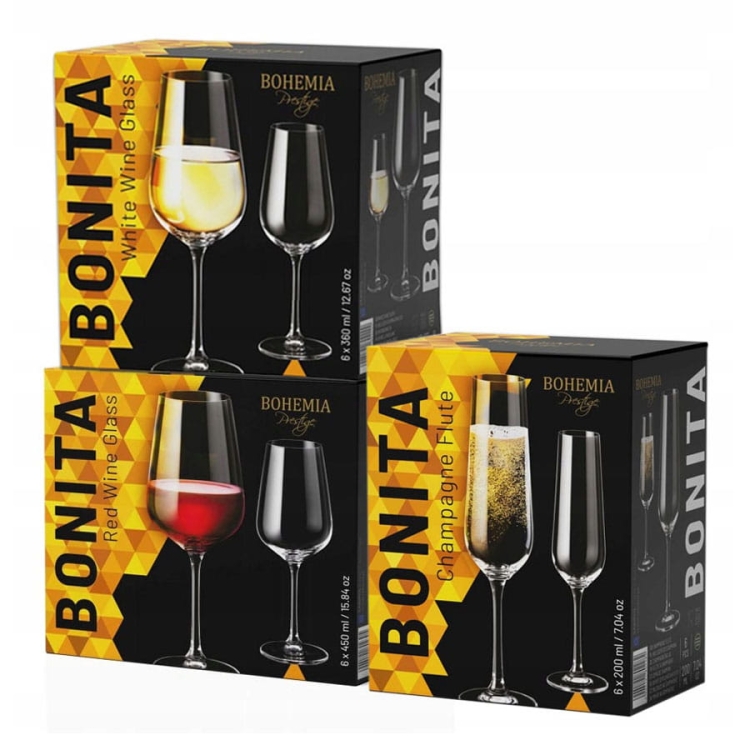 Kieliszki do wina szampana Bohemia Bonita 18 szt.