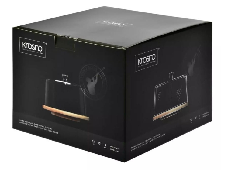 Klosz z drewnianą paterą obrotową KROSNO Glamour 33cm