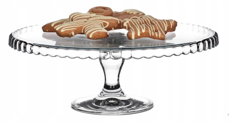 Patera na tort na nóżce PASABAHCE Patisserie 32cm - rant w dół