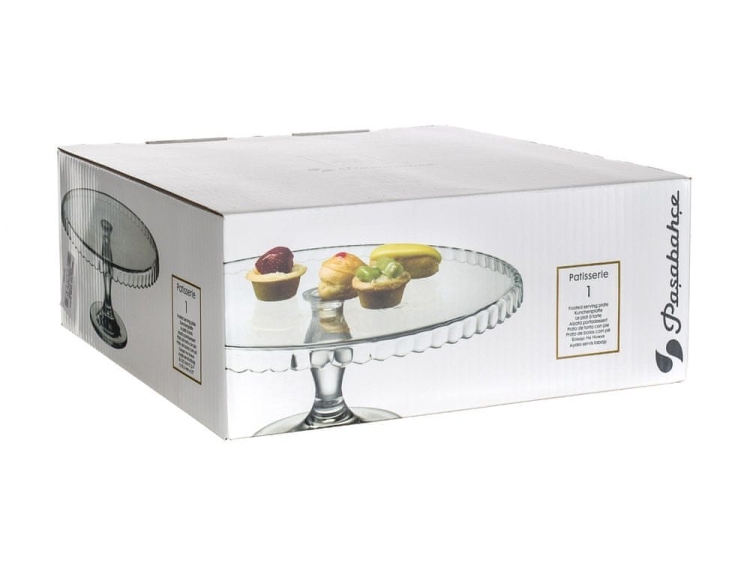 Patera na tort na nóżce PASABAHCE Patisserie 32cm - rant w dół