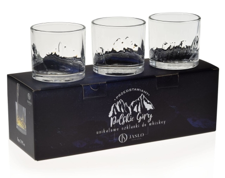 Przejdź do produktu Szklanki do whisky JASŁO Polskie GÓRY na prezent | GIEWONT / RYSY / ŚWINICA - BEZBARWNE
